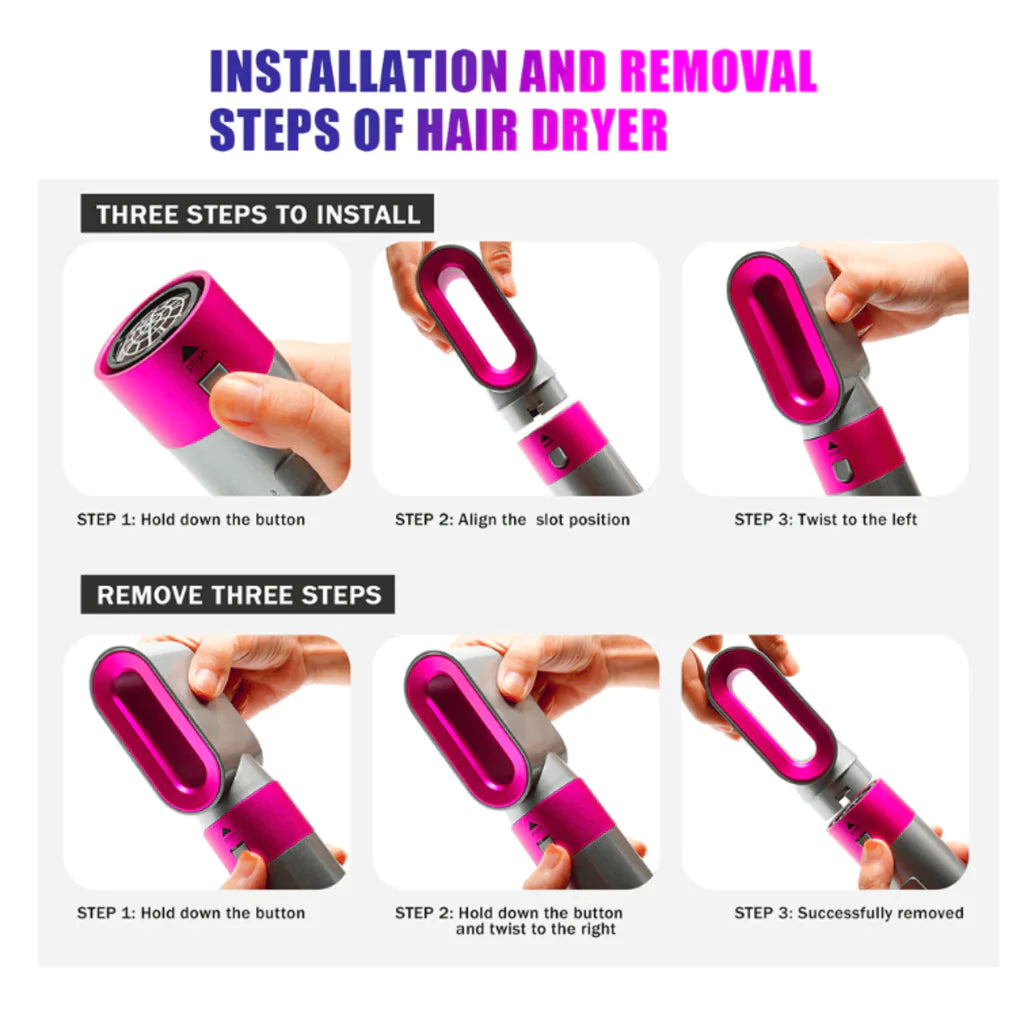 5 IN 1 Hair Dryer Straightener Curler Electric Hair Comb Hair