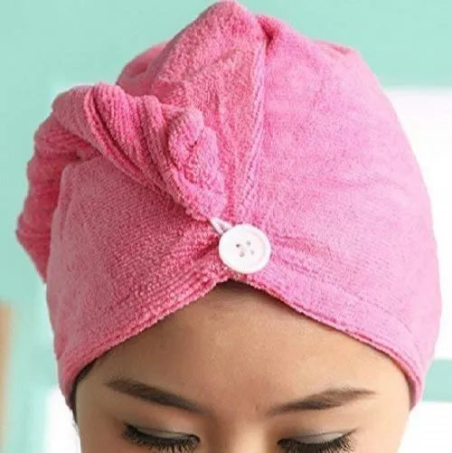 Hair Dryer Towel Cap - Pack of 3 (Pink, Blue, & Grey)